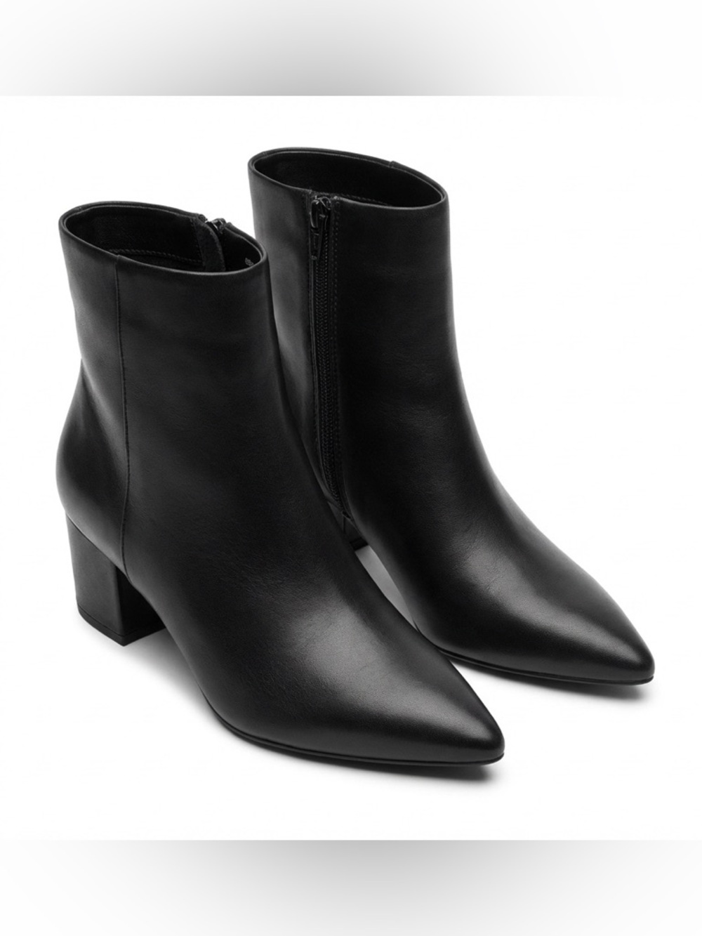 Steve Madden Black Leather Pointed Ankle Boots